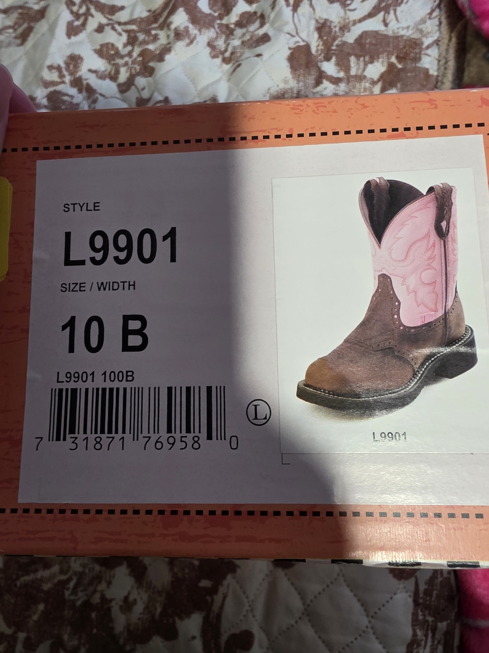 Girls' Brown & Pink Western Ankle Boots - L9901